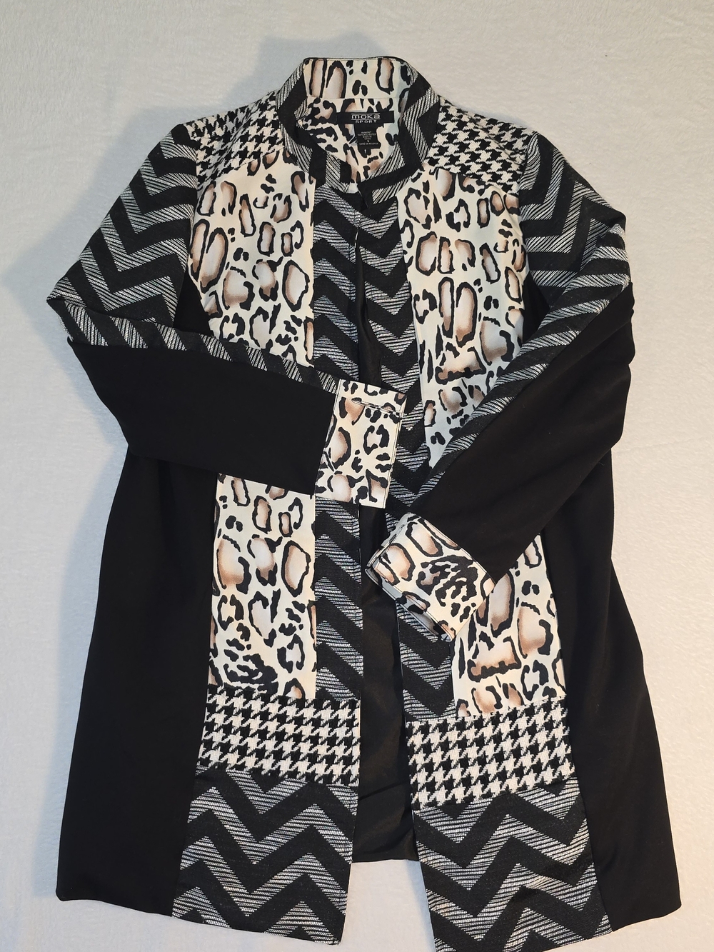 Moka Sport Animal Print And Chevron Duster Womens Size S Open Front Boho Chic